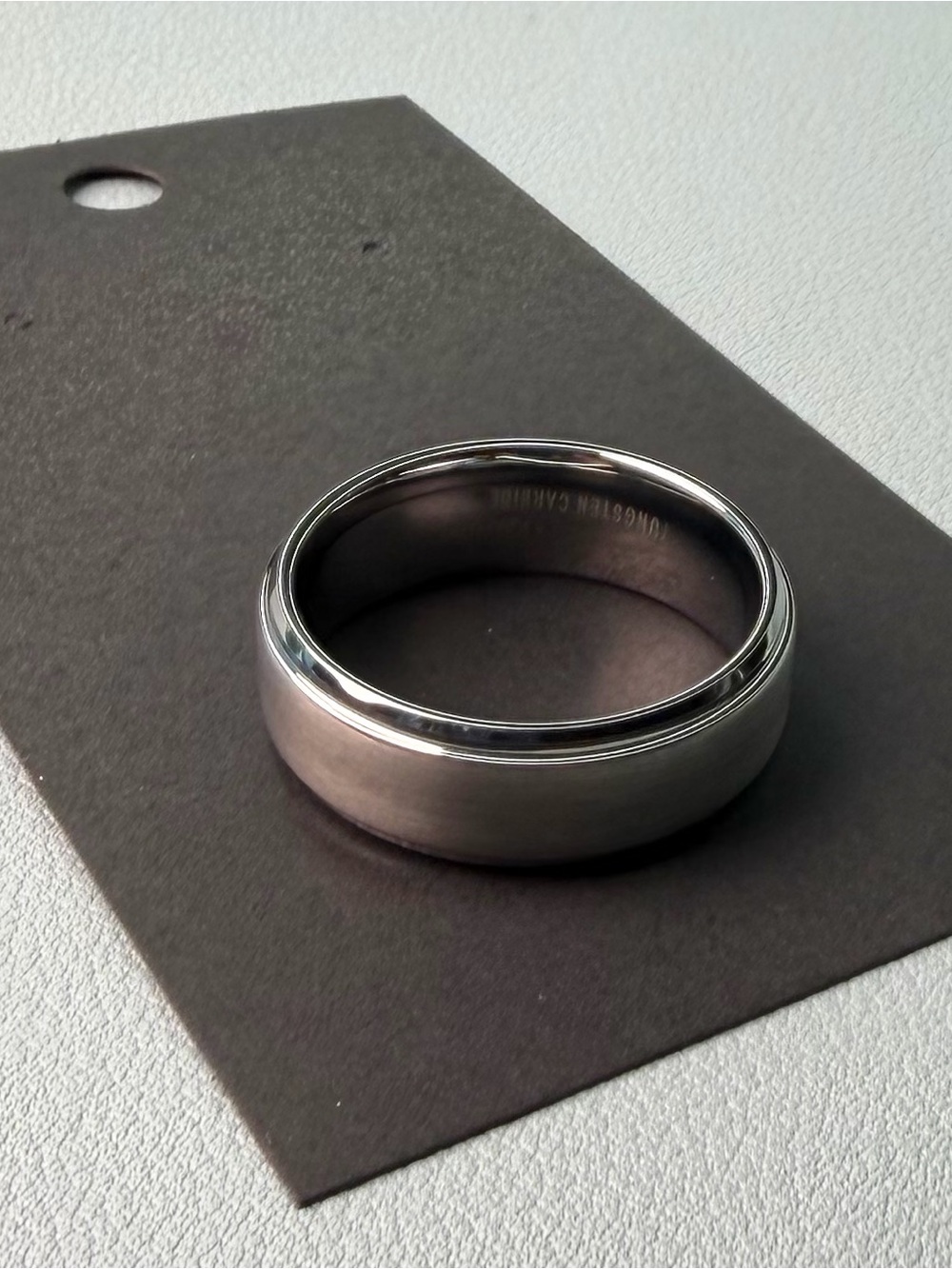 Men's Silver-Tone Satin Tungsten Band Ring